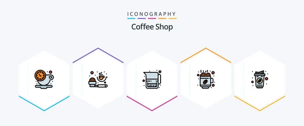 Coffee Shop Filledline Icon Pack Including Cup Cup Food Coffee — Stockový vektor