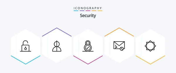 Security Line Icon Pack Including Spam Message Profile Mail Security — Wektor stockowy