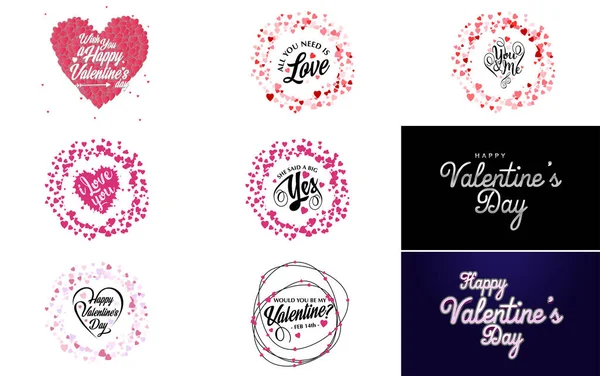 Love You Hand Drawn Lettering Calligraphy Heart Design Suitable Use — Vector de stock