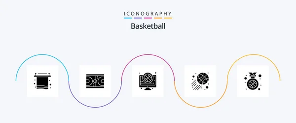 Basketball Glyph Icon Pack Including Best Sports Olympic Basketball Ball — Stockový vektor
