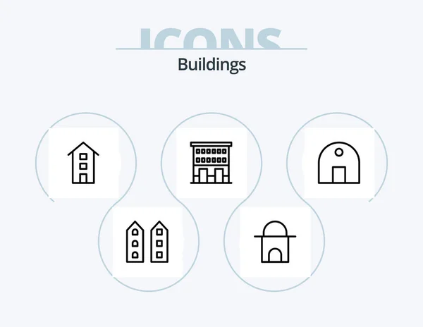 Buildings Line Icon Pack Icon Design City Building Apartments Uae — Vetor de Stock