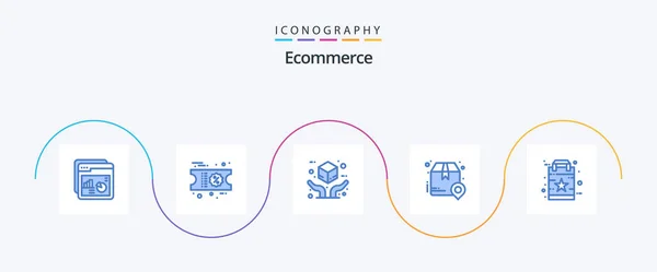Ecommerce Blue Icon Pack Including Bag Place Delivery Package Box — Stock vektor