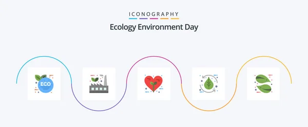 Ecology Flat Icon Pack Including Nature Environment Bio Ecology Nature — Vetor de Stock
