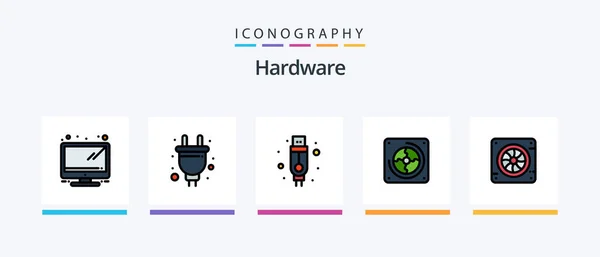 Hardware Line Filled Icon Pack Including Air Cooler Hardware Computer — Stock Vector