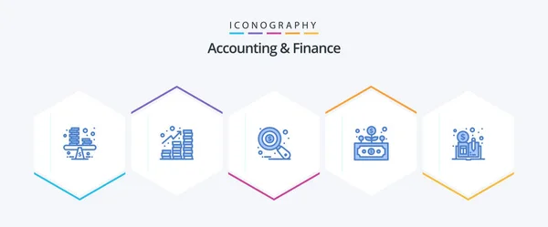 Accounting Finance Blue Icon Pack Including Cryptocurrency Finance Coins Development — Stock Vector