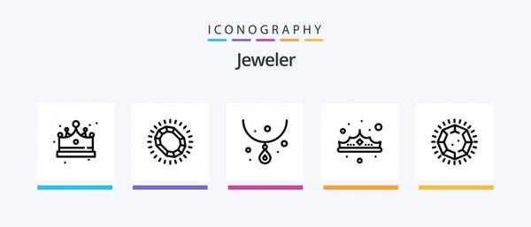 Jewellery Line Icon Pack Including Cap Fashion Luxury Crown Jewel — Stockvektor