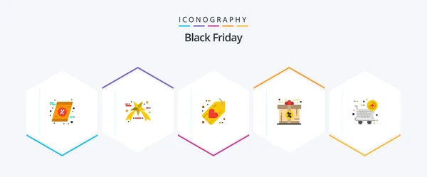 Black Friday Flat Icon Pack Including New Item Gift Favorite — стоковый вектор