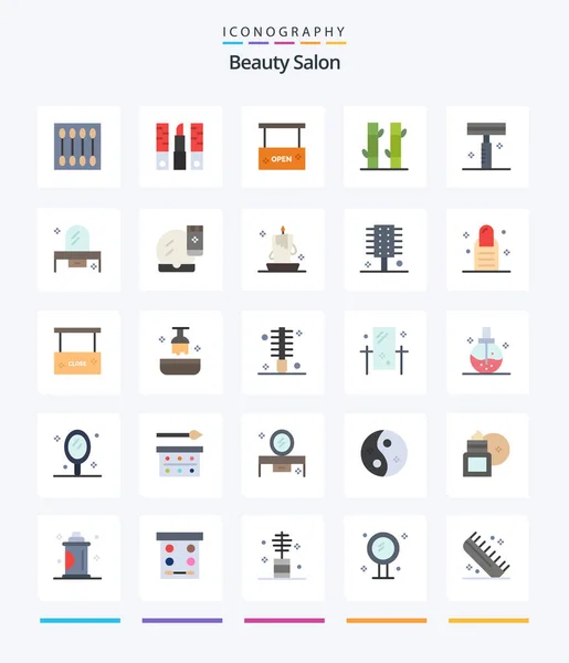 Creative Beauty Salon Flat Icon Pack Spa Bamboo Lipstick Salon — Wektor stockowy
