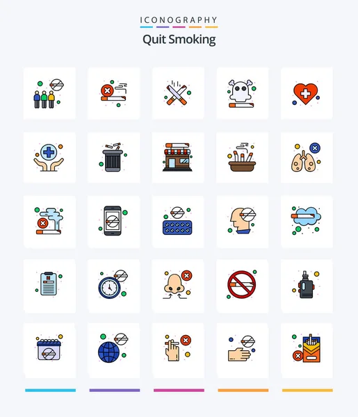 Creative Quit Smoking Line Filled Icon Pack Dangerous Cigarette Cigarette — Stockvector