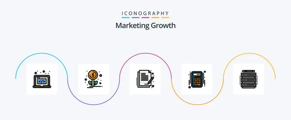 Marketing Growth Line Filled Flat Icon Pack Including Database Accounts — Vector de stock