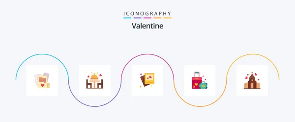 Valentine Flat Icon Pack Including Love Love Dinner Day Valentine — Vetor de Stock