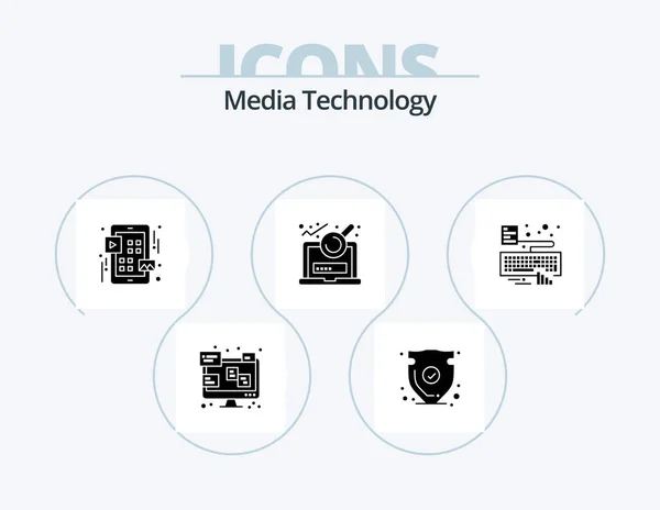 Media Technology Glyph Icon Pack Icon Design Hands Research Verify — Vetor de Stock