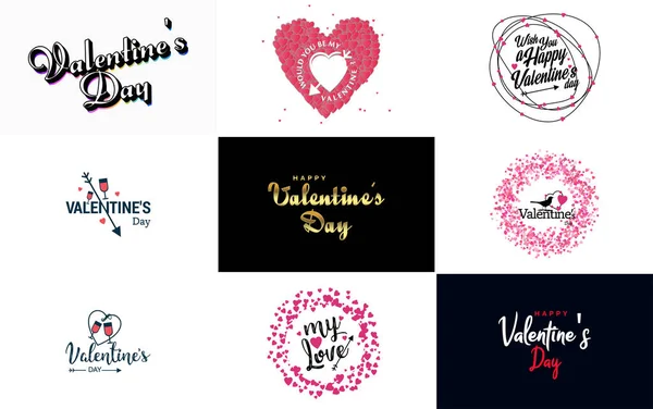 Love You Hand Drawn Lettering Heart Design Suitable Use Valentine — Stok Vektör