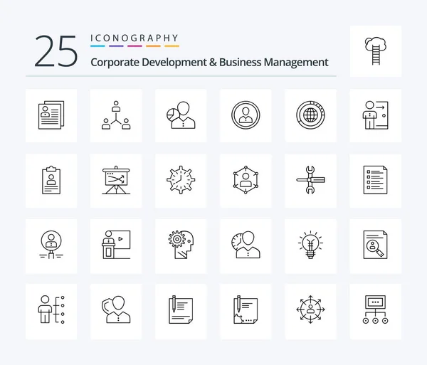 Corporate Development Business Management Line Icon Pack Including Manager Data — Stok Vektör
