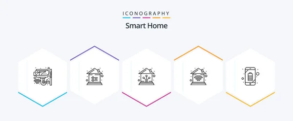 Smart Home Line Icon Pack Including Wifi Property Setting Home — Διανυσματικό Αρχείο