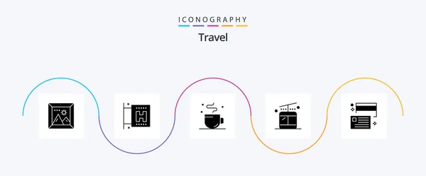 Travel Glyph Icon Pack Including Credit Card Coffee Borrow Regular — стоковый вектор