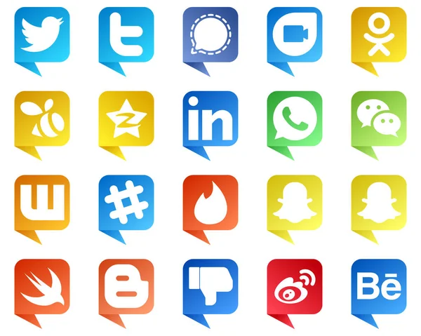 Chat Bubble Style Social Media Brand Icon Set Icons Spotify — Stock Vector