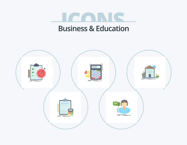Business Education Flat Icon Pack Icon Design Math Calculator Consultation — Vector de stock