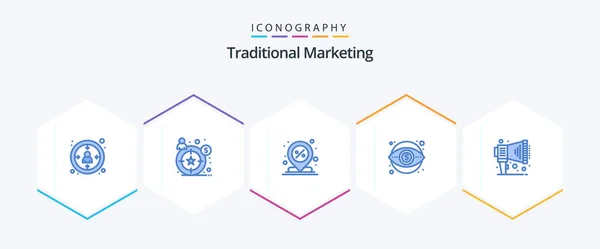 Traditional Marketing Blue Icon Pack Including Announce Money Discount Marketing — Wektor stockowy