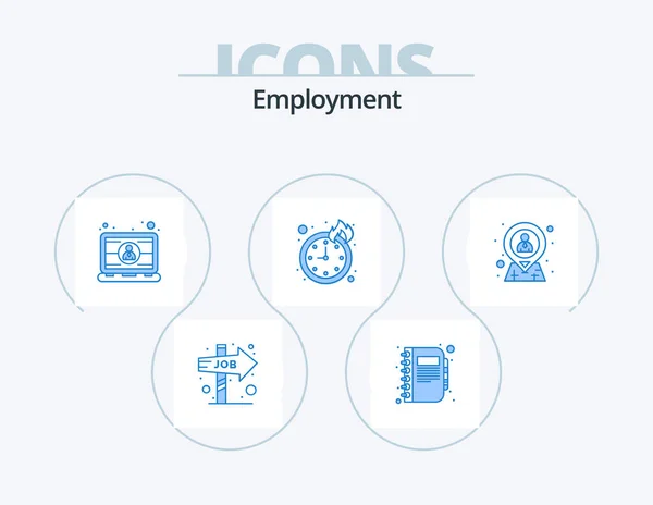 Employment Blue Icon Pack Icon Design Employee Time Note Deadline — Image vectorielle