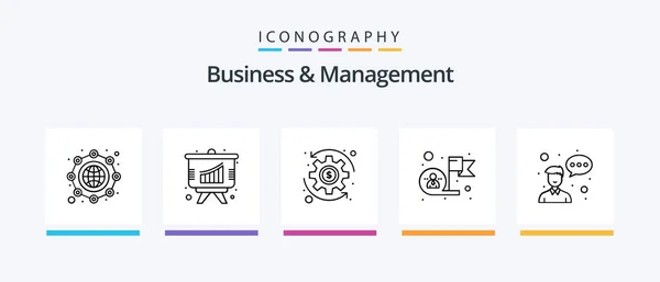 Business Management Line Icon Pack Including Hour Money Filter Cash — Image vectorielle