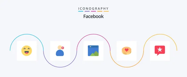 Facebook Flat Icon Pack Including Favorite Loves Image Love Favorite — Stock Vector