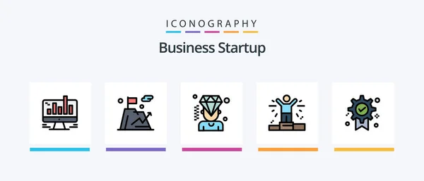 Business Startup Line Filled Icon Pack Including Success Key Membership — стоковый вектор