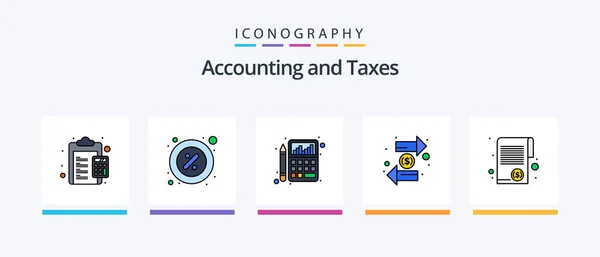 Taxes Line Filled Icon Pack Including Devices Math Sheet Finance — Stockvektor