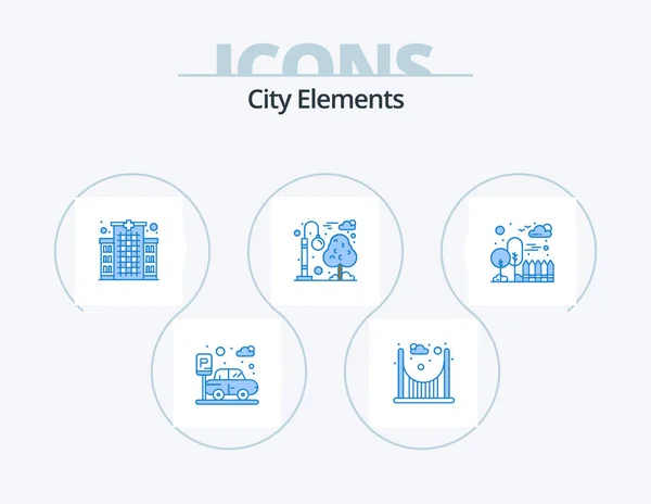 City Elements Blue Icon Pack Icon Design Park City Hospital —  Vetores de Stock