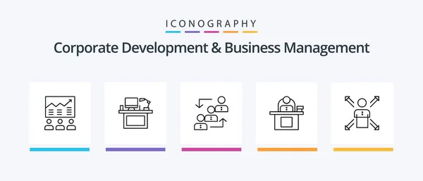 Corporate Development Business Management Line Icon Pack Including Goal Achievement — Archivo Imágenes Vectoriales