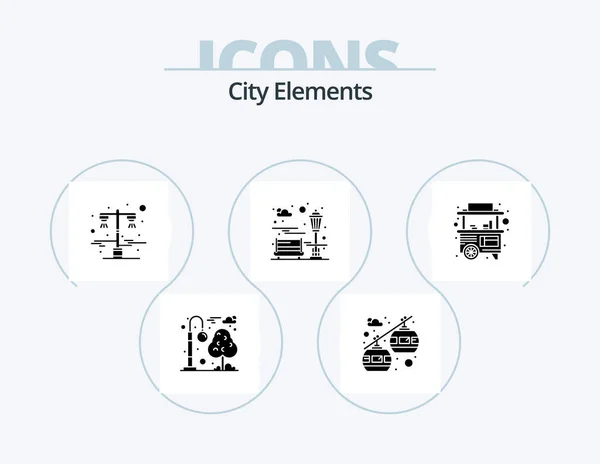 City Elements Glyph Icon Pack Icon Design Street Food Light — стоковый вектор