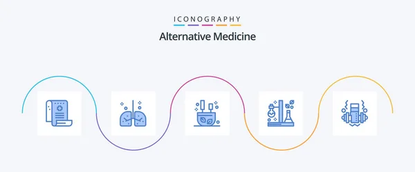 Alternative Medicine Blue Icon Pack Including Test Flask Medical Chemistry — Archivo Imágenes Vectoriales