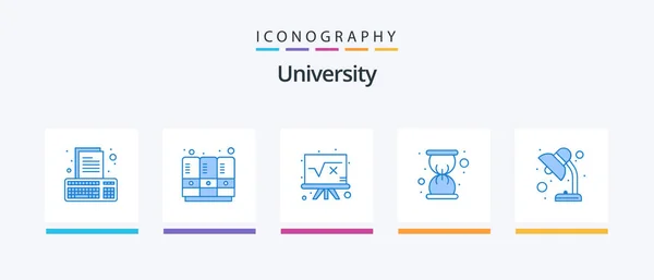 University Blue Icon Pack Including Light Math Watch Glass Creative — Archivo Imágenes Vectoriales