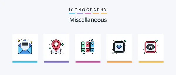 Miscellaneous Line Filled Icon Pack Including Chart Office Wifi Connection — Stock vektor