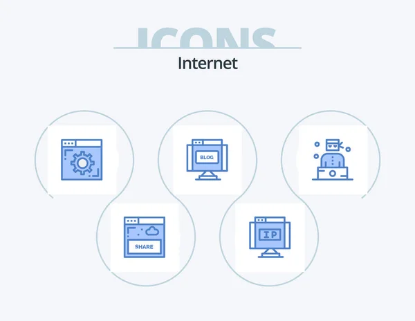 Internet Blue Icon Pack Icon Design Criminal Write Browser Internet — Stockvector