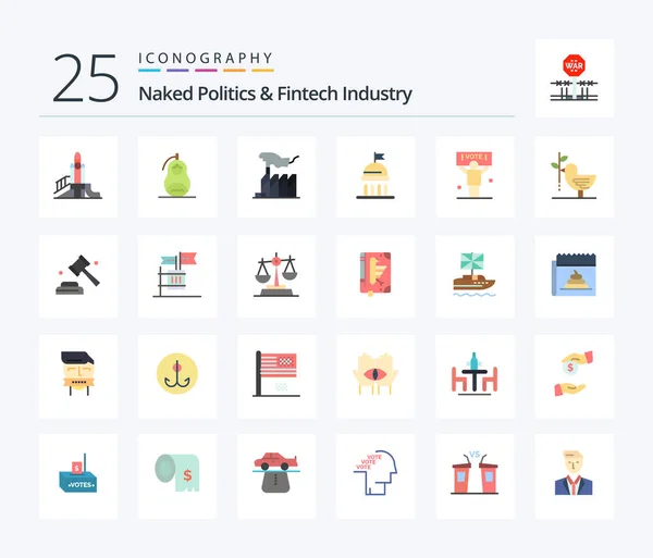 Naked Politics Fintech Industry Flat Color Icon Pack Including Politics — стоковый вектор
