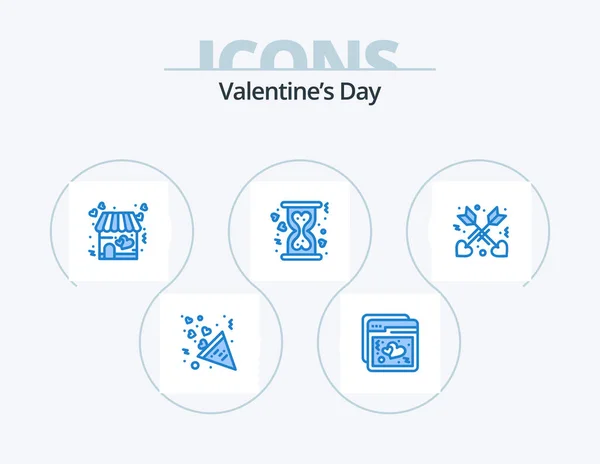 Valentines Day Blue Icon Pack Icon Design Arrow Hourglass Love — Stock Vector