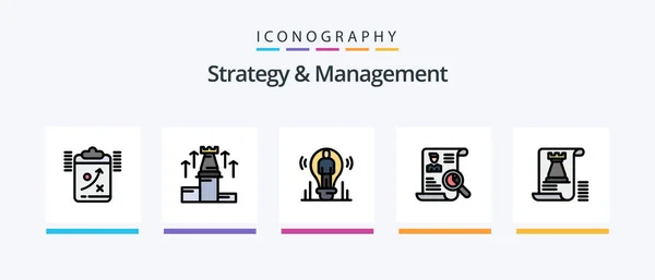 Strategy Management Line Filled Icon Pack Including Fort Strategy Tool — Archivo Imágenes Vectoriales