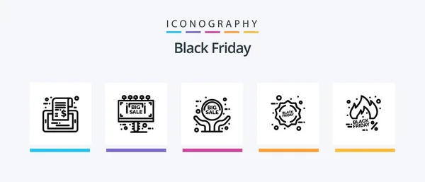 Black Friday Line Icon Pack Including Discount Black Friday Sale — стоковый вектор