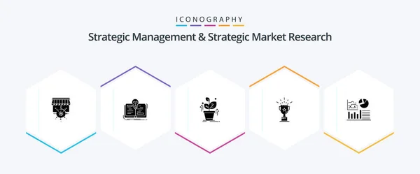 Strategic Management Strategic Market Research Glyph Icon Pack Including Success — Wektor stockowy