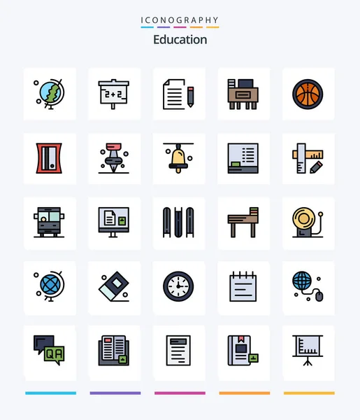 Creative Education Line Filled Icon Pack Education School Data Education — Stok Vektör
