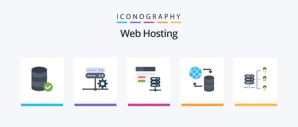Web Hosting Flat Icon Pack Including Secure Web Server Web — стоковый вектор