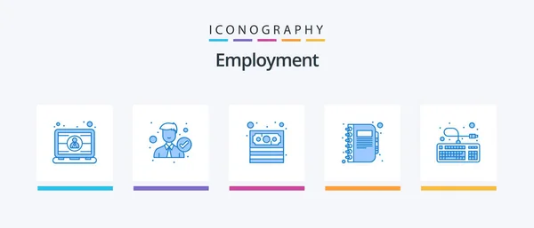 Employment Blue Icon Pack Including Note Copy Office Business Payment — Image vectorielle