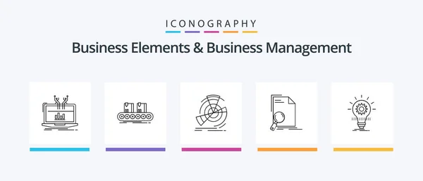 Business Elements Business Managment Line Icon Pack Including Paper Document — Image vectorielle