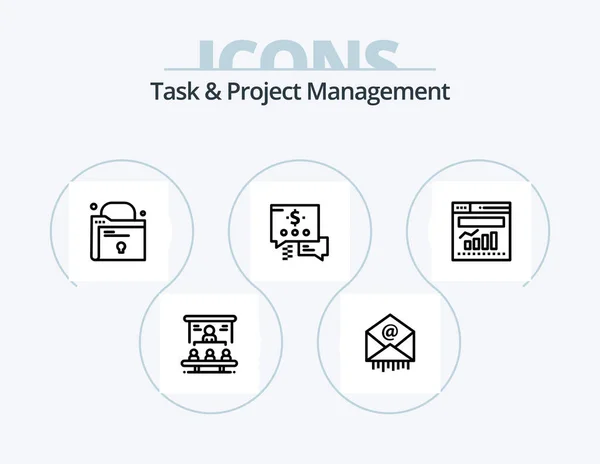 Task Project Management Line Icon Pack Icon Design Communication Award — Stockový vektor