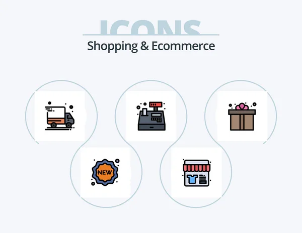 Shopping Ecommerce Line Filled Icon Pack Icon Design Grocery Fruits — Stockový vektor