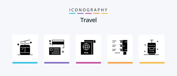 Travel Glyph Icon Pack Including Vacation Suitcase Document Bag Traffic — Image vectorielle