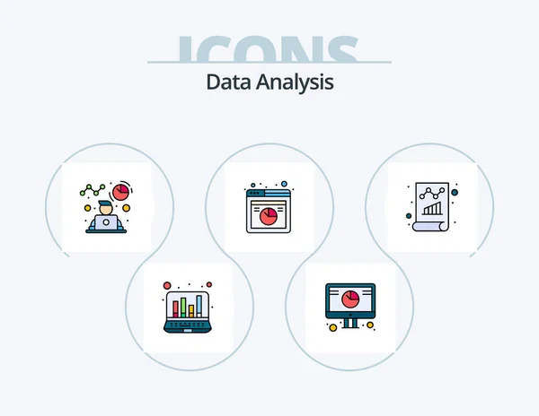 Data Analysis Line Filled Icon Pack Icon Design Funnel Monitoring — Stok Vektör