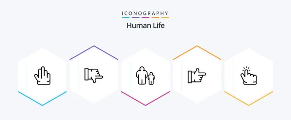 Human Line Icon Pack Including Hand Father Finger Vote — Image vectorielle