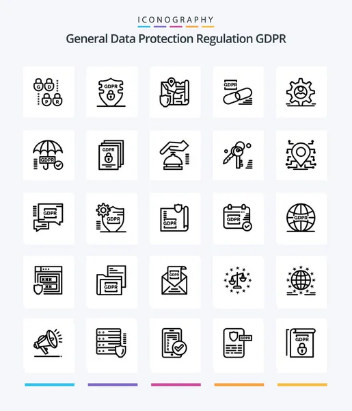 Creative Gdpr Outline Icon Pack Lock Clip Security Location — Stockvector